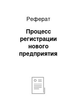 Реферат: Процесс регистрации нового предприятия