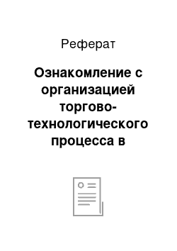 Реферат: Ознакомление с организацией торгово-технологического процесса в магазине