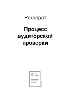 Реферат: Процесс аудиторской проверки