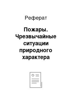 Реферат: Пожары. Чрезвычайные ситуации природного характера