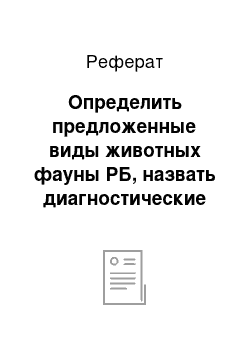 Реферат: Определить предложенные виды животных фауны РБ, назвать диагностические признаки, систематику