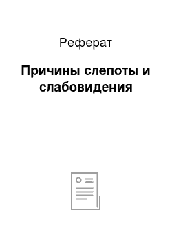 Реферат: Причины слепоты и слабовидения