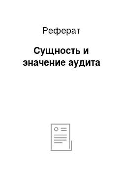 Реферат: Сущность и значение аудита