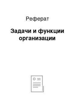 Реферат: Задачи и функции организации