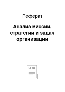 Реферат: Анализ миссии, стратегии и задач организации