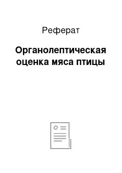 Реферат: Органолептическая оценка мяса птицы