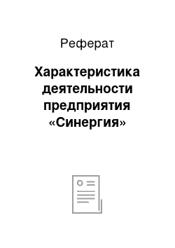 Реферат: Характеристика деятельности предприятия «Синергия»