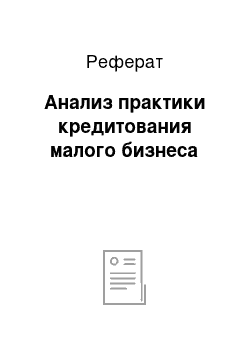 Реферат: Анализ практики кредитования малого бизнеса