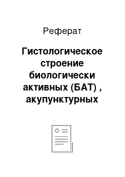 Реферат: Гистологическое строение биологически активных (БАТ) , акупунктурных точек