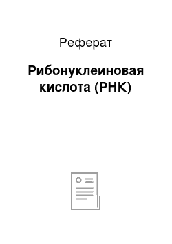 Реферат: Рибонуклеиновая кислота (РНК)