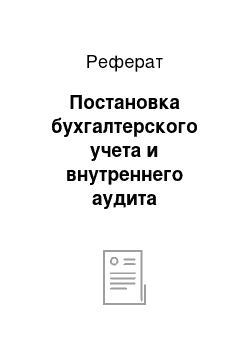 Реферат: Постановка бухгалтерского учета и внутреннего аудита