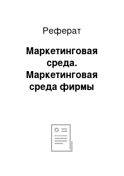 Реферат: Маркетинговая среда. Маркетинговая среда фирмы