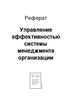 Реферат: Управление эффективностью системы менеджмента организации