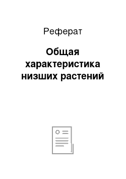 Реферат: Общая характеристика низших растений