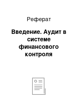 Реферат: Введение. Аудит в системе финансового контроля