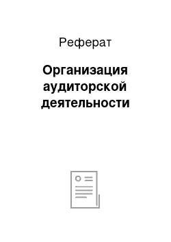 Реферат: Организация аудиторской деятельности