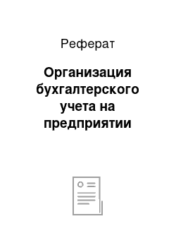 Реферат: Организация бухгалтерского учета на предприятии