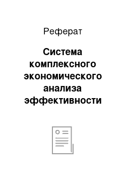 Реферат: Система комплексного экономического анализа эффективности хозяйственной деятельности