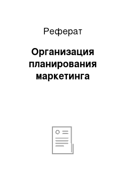 Реферат: Организация планирования маркетинга