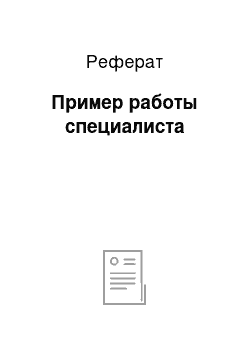 Реферат: Пример работы специалиста