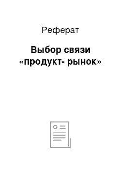 Реферат: Выбор связи «продукт-рынок»