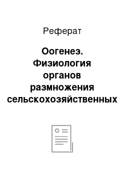 Реферат: Оогенез. Физиология органов размножения сельскохозяйственных животных