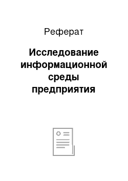 Реферат: Исследование информационной среды предприятия