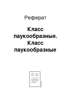 Реферат: Класс паукообразные. Класс паукообразные