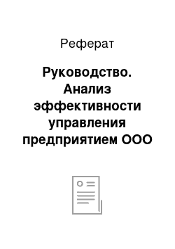 Реферат: Руководство. Анализ эффективности управления предприятием ООО "Диарит"