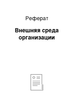 Реферат: Внешняя среда организации