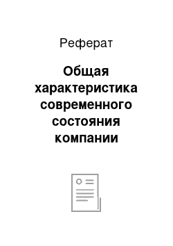 Реферат: Общая характеристика современного состояния компании