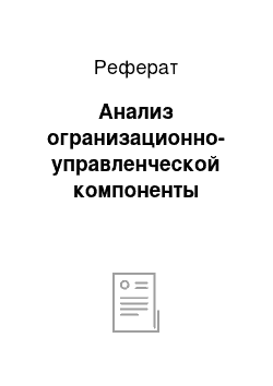 Реферат: Анализ огранизационно-управленческой компоненты