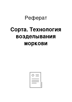 Реферат: Сорта. Технология возделывания моркови