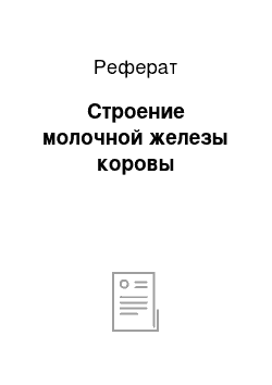 Реферат: Строение молочной железы коровы