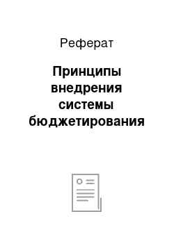 Реферат: Принципы внедрения системы бюджетирования