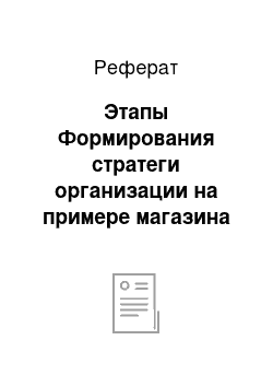 Реферат: Этапы Формирования стратеги организации на примере магазина — «Магазинчик во дворе»