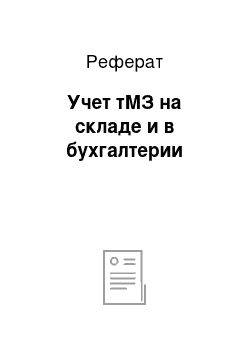 Реферат: Учет тМЗ на складе и в бухгалтерии