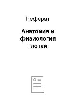 Реферат: Анатомия и физиология глотки