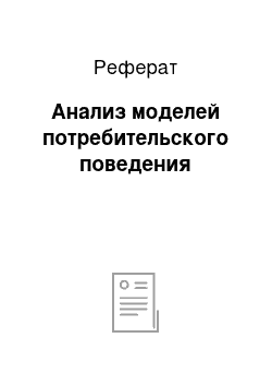 Реферат: Анализ моделей потребительского поведения