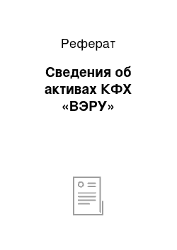 Реферат: Сведения об активах КФХ «ВЭРУ»