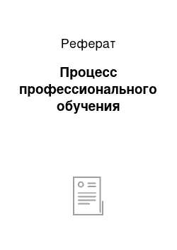 Реферат: Процесс профессионального обучения