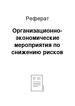 Реферат: Организационно-экономические мероприятия по снижению рисков