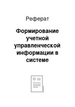 Реферат: Формирование учетной управленческой информации в системе рационального и эффективного управления запасами