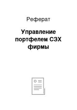 Реферат: Управление портфелем СЗХ фирмы