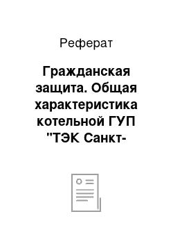 Реферат: Гражданская защита. Общая характеристика котельной ГУП "ТЭК Санкт-Петербург"