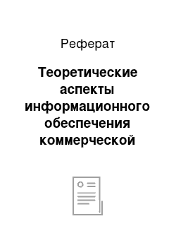 Реферат: Теоретические аспекты информационного обеспечения коммерческой деятельности предприятия