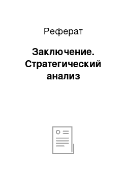 Реферат: Заключение. Стратегический анализ