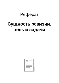 Реферат: Сущность ревизии, цель и задачи