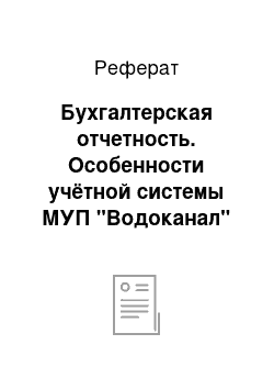 Реферат: Бухгалтерская отчетность. Особенности учётной системы МУП "Водоканал"