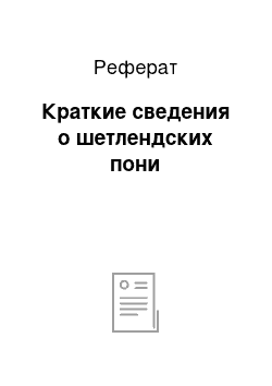 Реферат: Краткие сведения о шетлендских пони